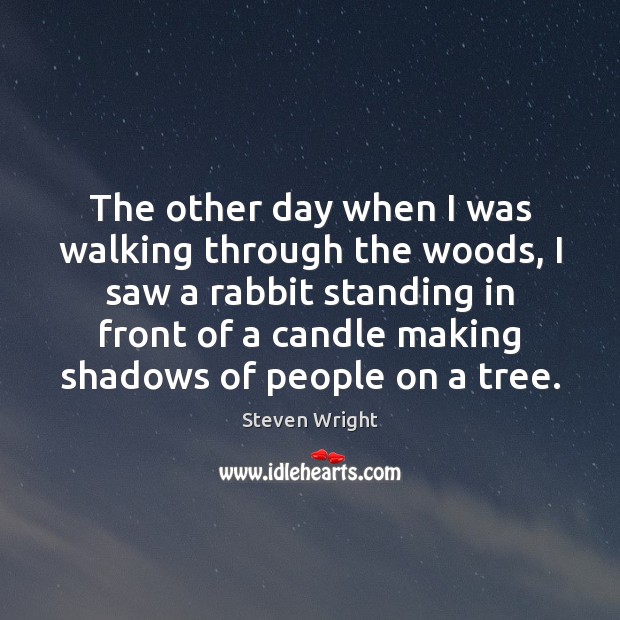 The other day when I was walking through the woods, I saw Steven Wright Picture Quote