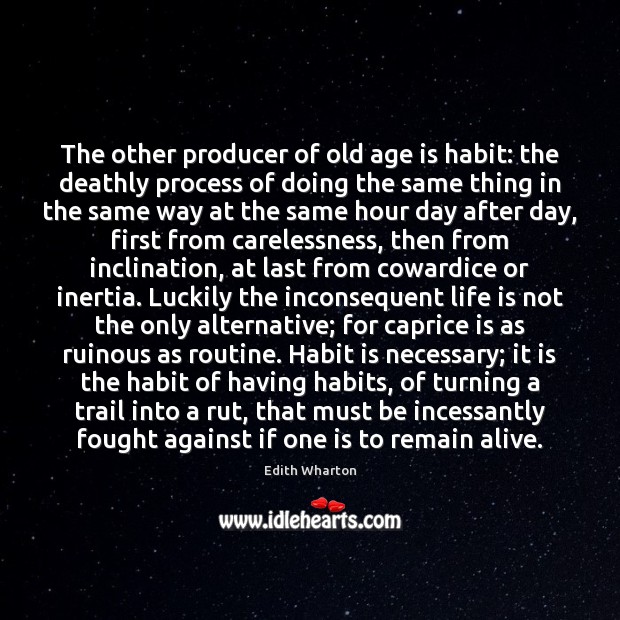 The other producer of old age is habit: the deathly process of Image