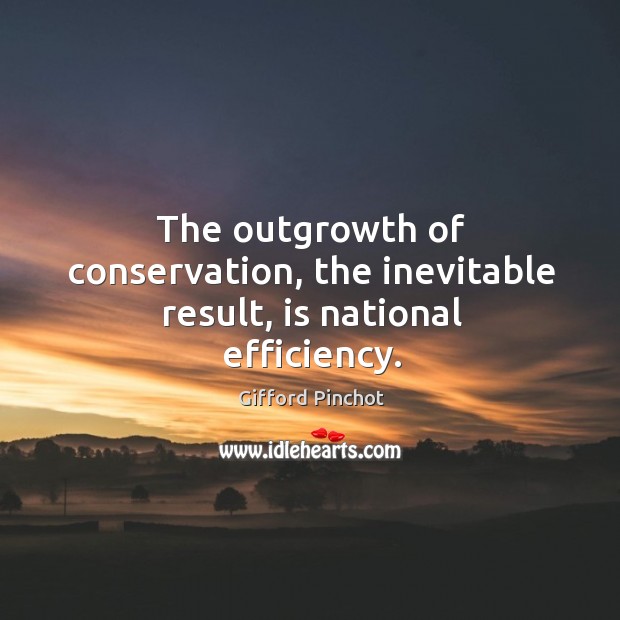 The outgrowth of conservation, the inevitable result, is national efficiency. Gifford Pinchot Picture Quote