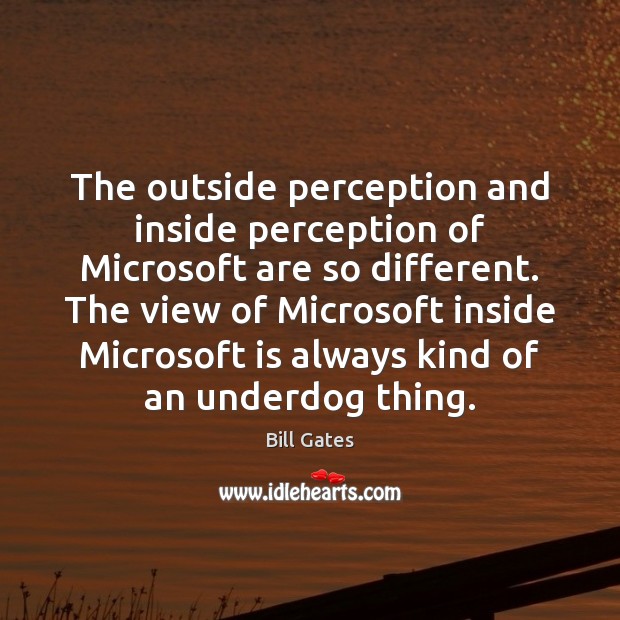 The outside perception and inside perception of Microsoft are so different. The Image