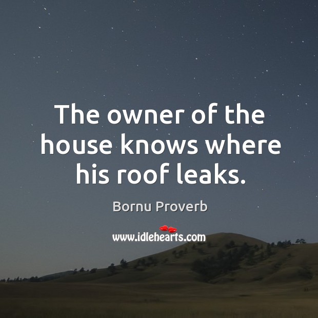 The owner of the house knows where his roof leaks. Bornu Proverbs Image