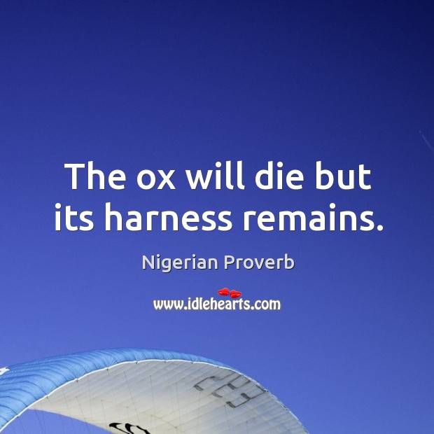 The ox will die but its harness remains. Nigerian Proverbs Image