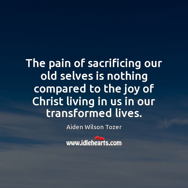 The pain of sacrificing our old selves is nothing compared to the Aiden Wilson Tozer Picture Quote