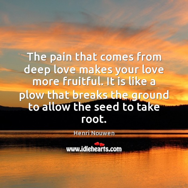 The pain that comes from deep love makes your love more fruitful. Henri Nouwen Picture Quote