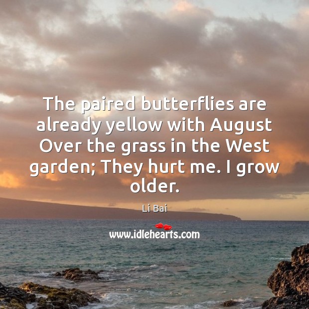 The paired butterflies are already yellow with August Over the grass in Li Bai Picture Quote