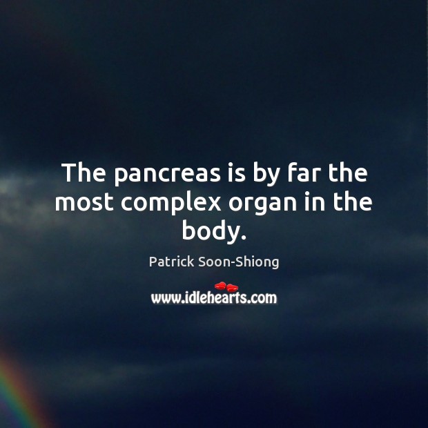 The pancreas is by far the most complex organ in the body. Patrick Soon-Shiong Picture Quote