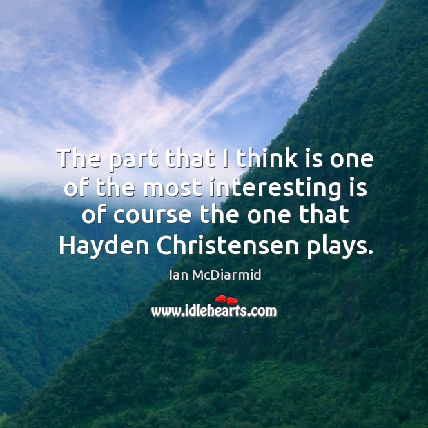 The part that I think is one of the most interesting is of course the one that hayden christensen plays. Ian McDiarmid Picture Quote