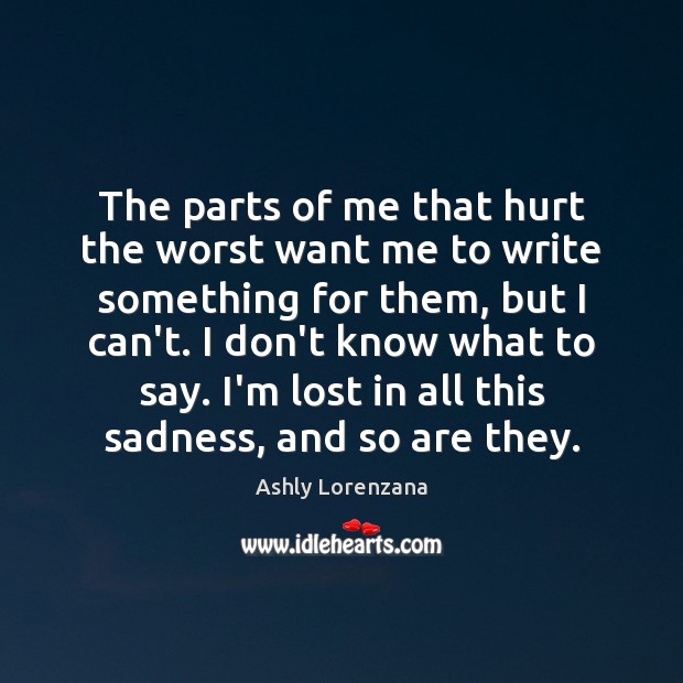 The parts of me that hurt the worst want me to write Ashly Lorenzana Picture Quote