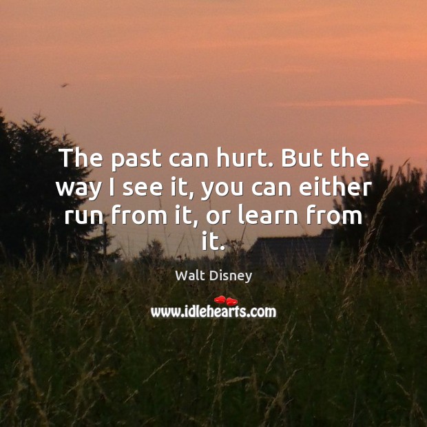 The past can hurt. But the way I see it, you can either run from it, or learn from it. Walt Disney Picture Quote