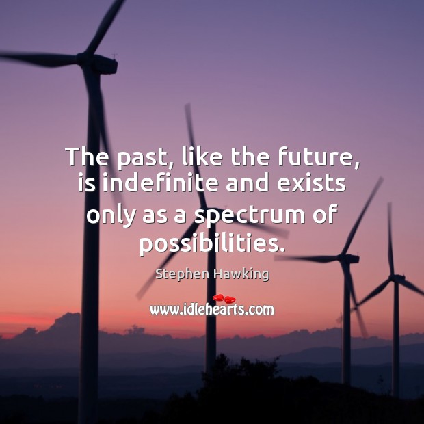 The past, like the future, is indefinite and exists only as a spectrum of possibilities. Stephen Hawking Picture Quote
