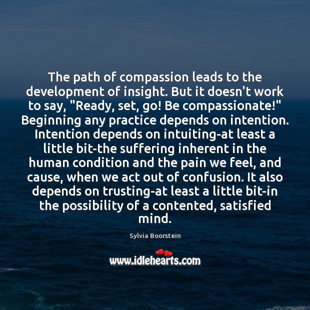 The path of compassion leads to the development of insight. But it Sylvia Boorstein Picture Quote