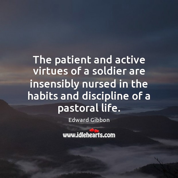 The patient and active virtues of a soldier are insensibly nursed in Patient Quotes Image