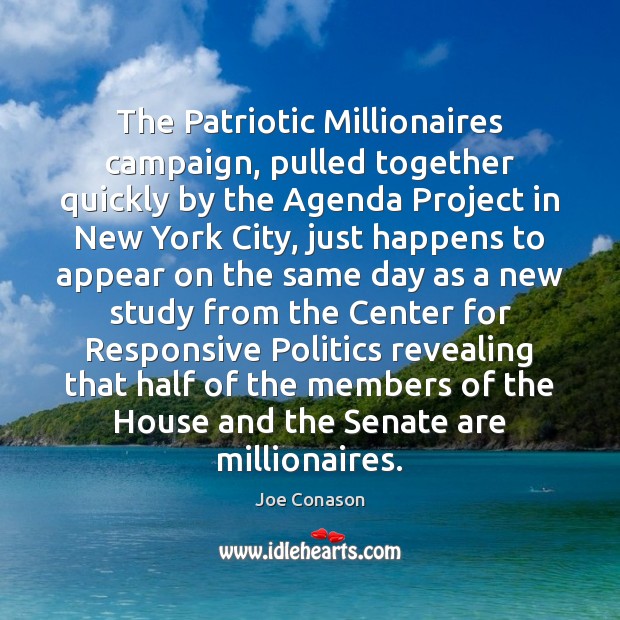 The Patriotic Millionaires campaign, pulled together quickly by the Agenda Project in Image