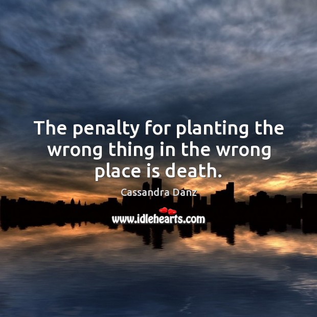 The penalty for planting the wrong thing in the wrong place is death. Cassandra Danz Picture Quote