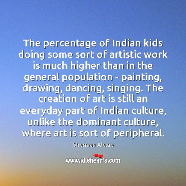 The percentage of Indian kids doing some sort of artistic work is Art Quotes Image