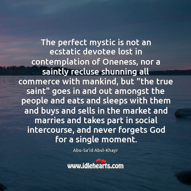The perfect mystic is not an ecstatic devotee lost in contemplation of Image