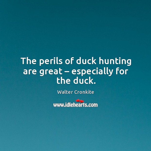 The perils of duck hunting are great – especially for the duck. Image