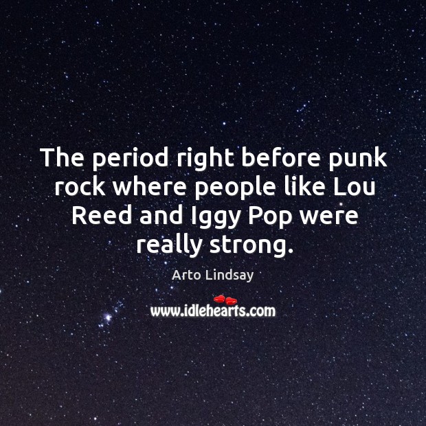The period right before punk rock where people like lou reed and iggy pop were really strong. Arto Lindsay Picture Quote