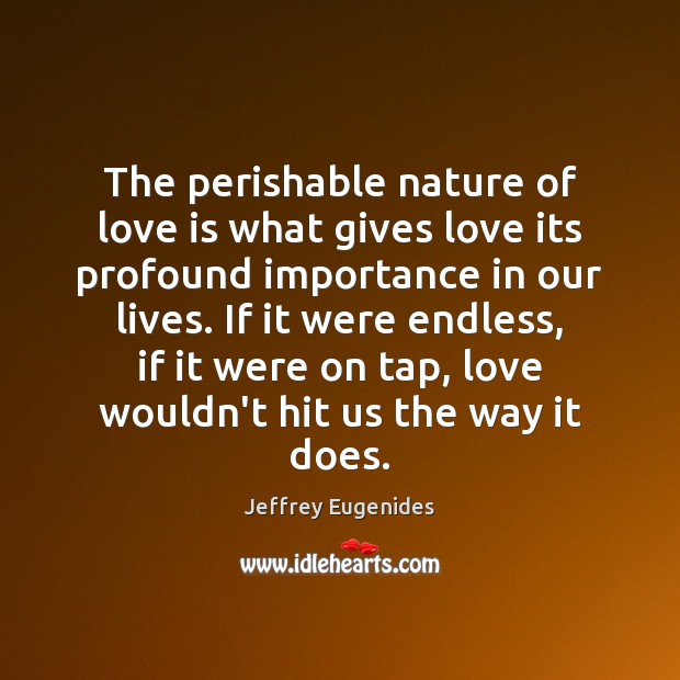 The perishable nature of love is what gives love its profound importance Image