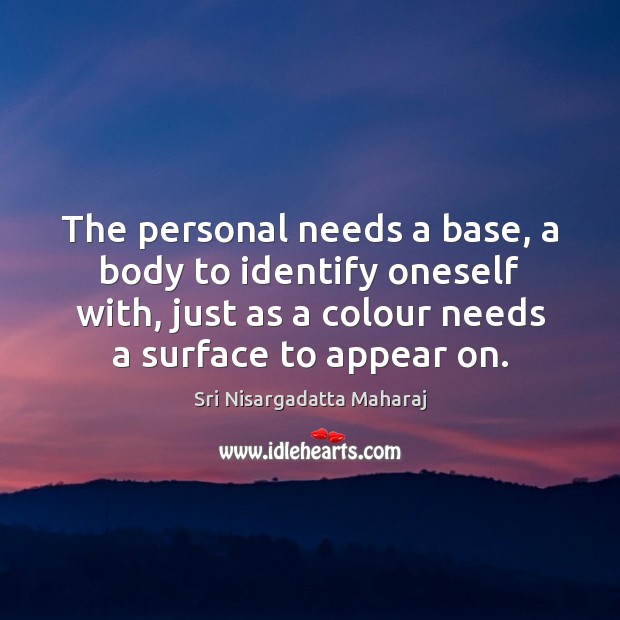 The personal needs a base, a body to identify oneself with, just Image