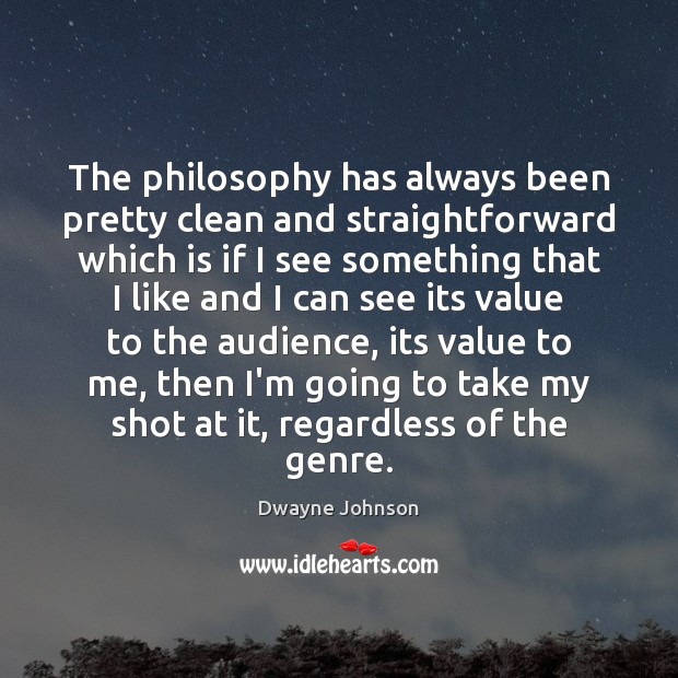 The philosophy has always been pretty clean and straightforward which is if Image