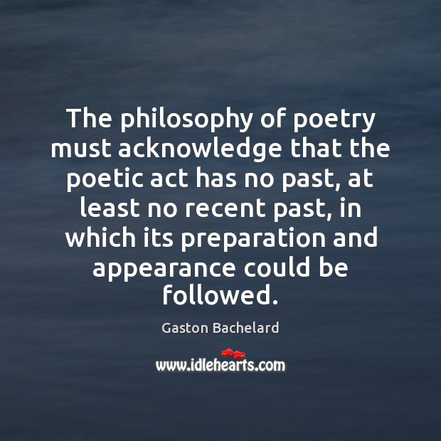 The philosophy of poetry must acknowledge that the poetic act has no Image