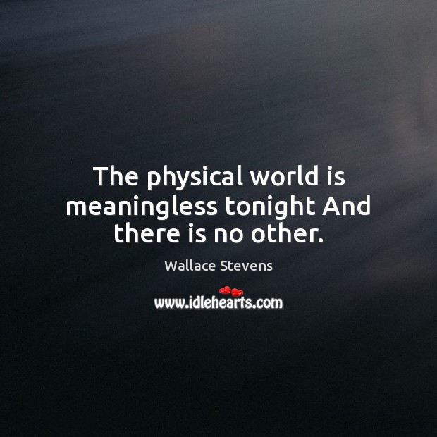 The physical world is meaningless tonight And there is no other. Wallace Stevens Picture Quote