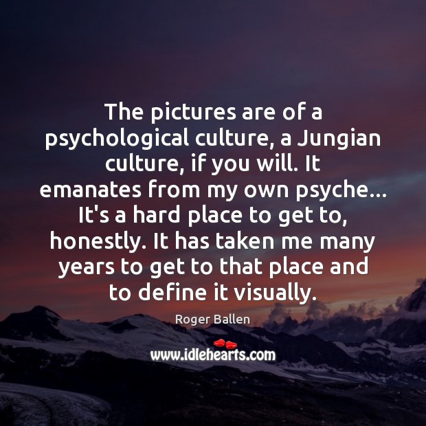 The pictures are of a psychological culture, a Jungian culture, if you Roger Ballen Picture Quote