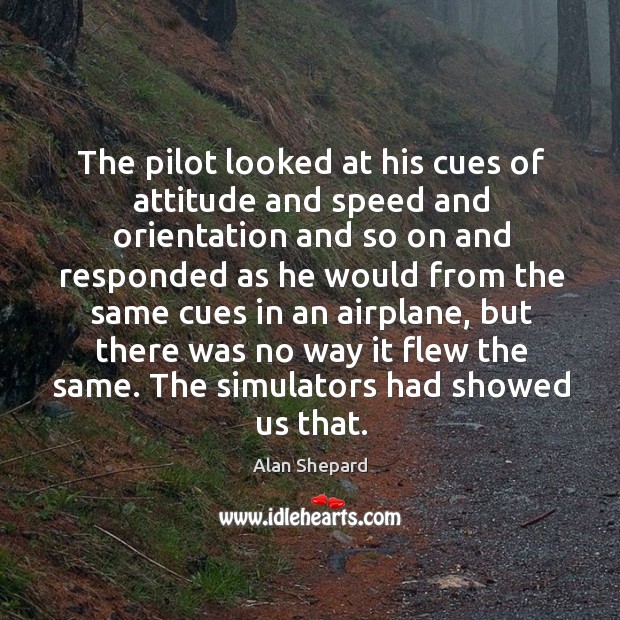 The pilot looked at his cues of attitude and speed and orientation and so on and responded as Alan Shepard Picture Quote