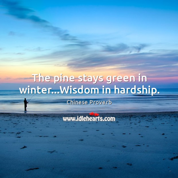 The pine stays green in winter…wisdom in hardship. Chinese Proverbs Image