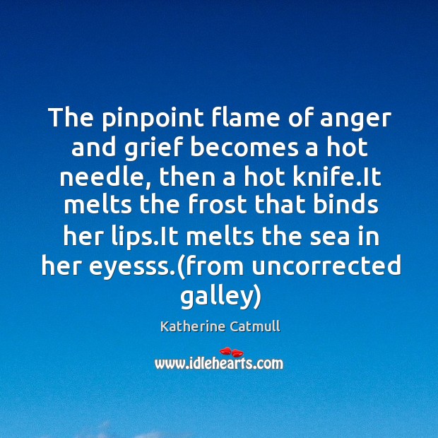 The pinpoint flame of anger and grief becomes a hot needle, then Katherine Catmull Picture Quote