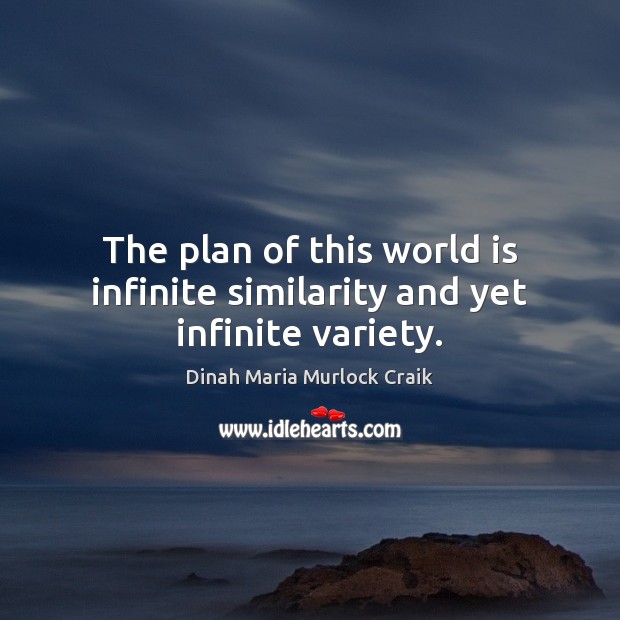 The plan of this world is infinite similarity and yet infinite variety. Dinah Maria Murlock Craik Picture Quote