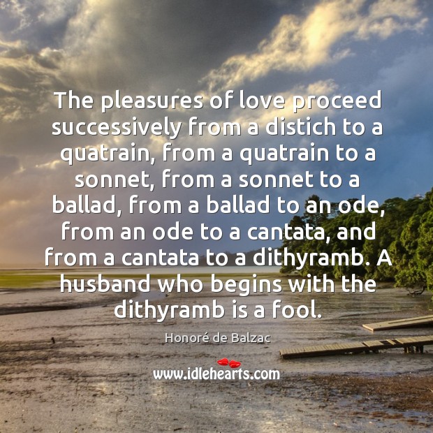 The pleasures of love proceed successively from a distich to a quatrain, Image
