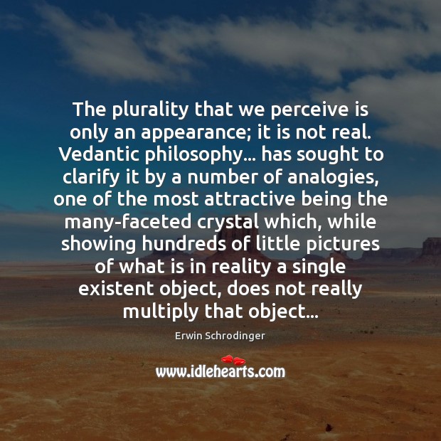 The plurality that we perceive is only an appearance; it is not Erwin Schrodinger Picture Quote