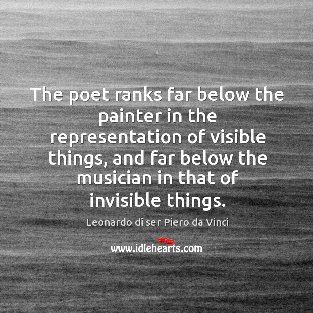 The poet ranks far below the painter in the representation of visible things Leonardo di ser Piero da Vinci Picture Quote