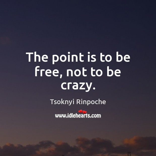 The point is to be free, not to be crazy. Tsoknyi Rinpoche Picture Quote