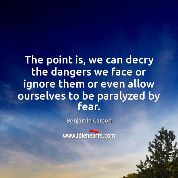 The point is, we can decry the dangers we face or ignore Benjamin Carson Picture Quote