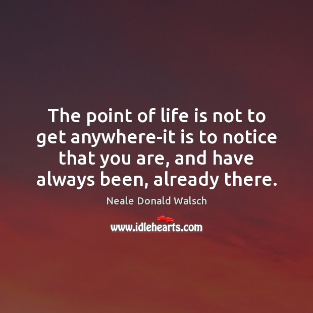 The point of life is not to get anywhere-it is to notice Neale Donald Walsch Picture Quote