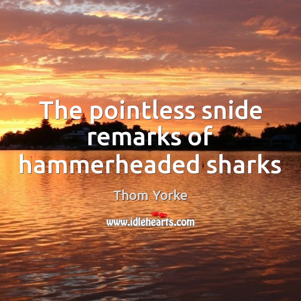 The pointless snide remarks of hammerheaded sharks Thom Yorke Picture Quote