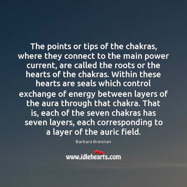 The points or tips of the chakras, where they connect to the Image