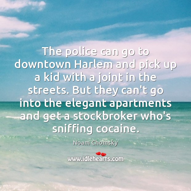 The police can go to downtown Harlem and pick up a kid Noam Chomsky Picture Quote