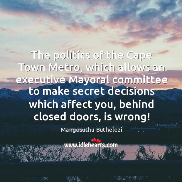 The politics of the cape town metro, which allows an executive mayoral committee to make Politics Quotes Image