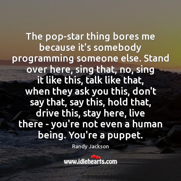The pop-star thing bores me because it’s somebody programming someone else. Stand Image