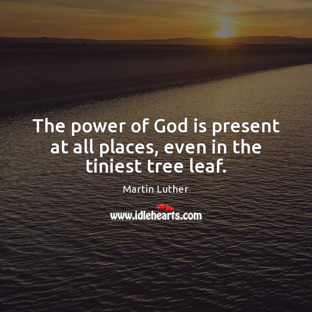The power of God is present at all places, even in the tiniest tree leaf. Martin Luther Picture Quote