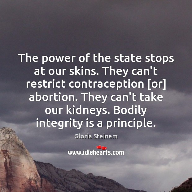 The power of the state stops at our skins. They can’t restrict Integrity Quotes Image