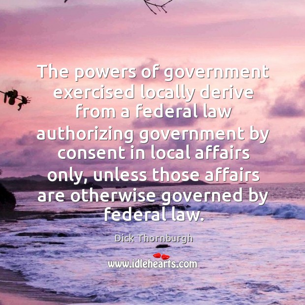 The powers of government exercised locally derive from a federal law authorizing government Image
