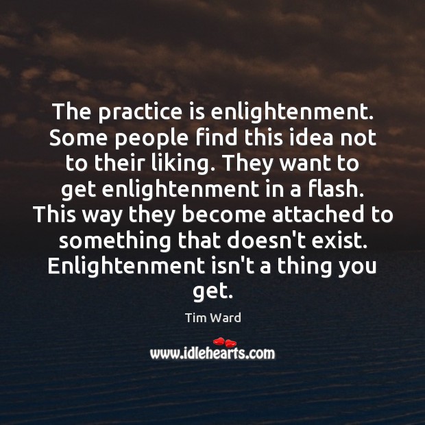 The practice is enlightenment. Some people find this idea not to their Tim Ward Picture Quote