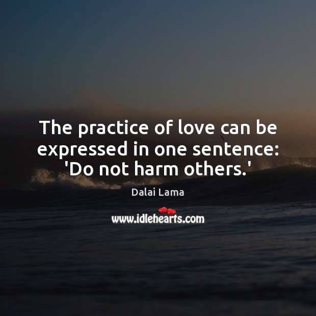 The practice of love can be expressed in one sentence: ‘Do not harm others.’ Image