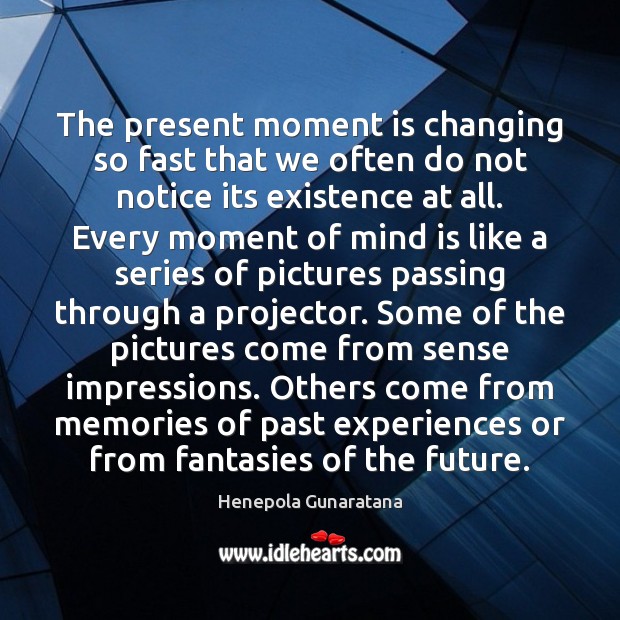 The present moment is changing so fast that we often do not Henepola Gunaratana Picture Quote