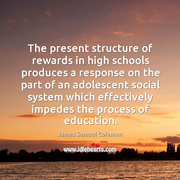 The present structure of rewards in high schools produces a response on the part of an adolescent Image
